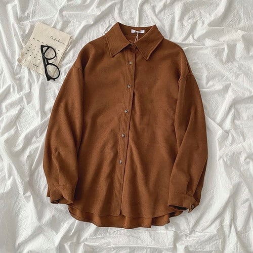 BROWN BUTTON DOWN SHIRT - teehoodie.co