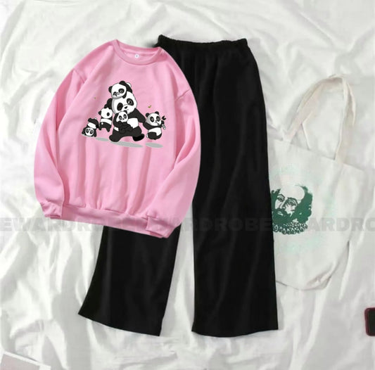 PANDA PINK SWEATSHIRT WITH FLAPPER