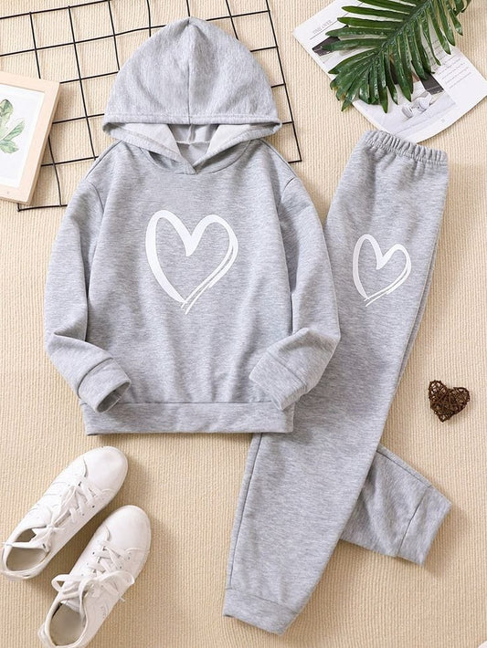 SHREDED HEART GREY HOODIE TRACKSUIT