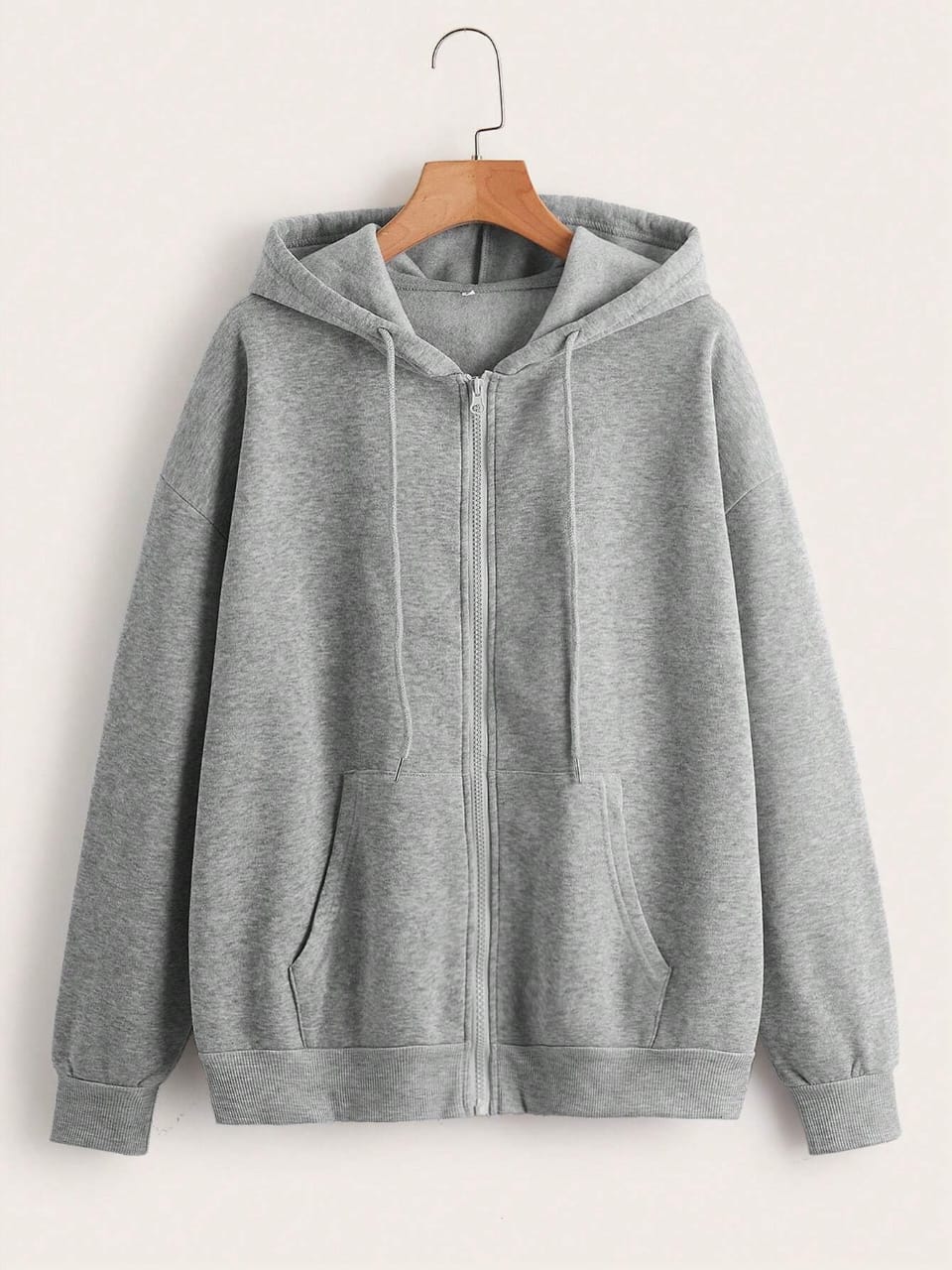 GREY ZIPPER HOODIE