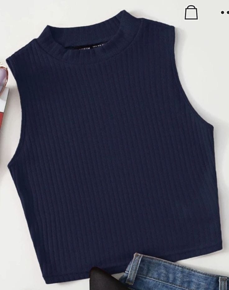 NAVY BLUE RIB KNIT TANK TOP