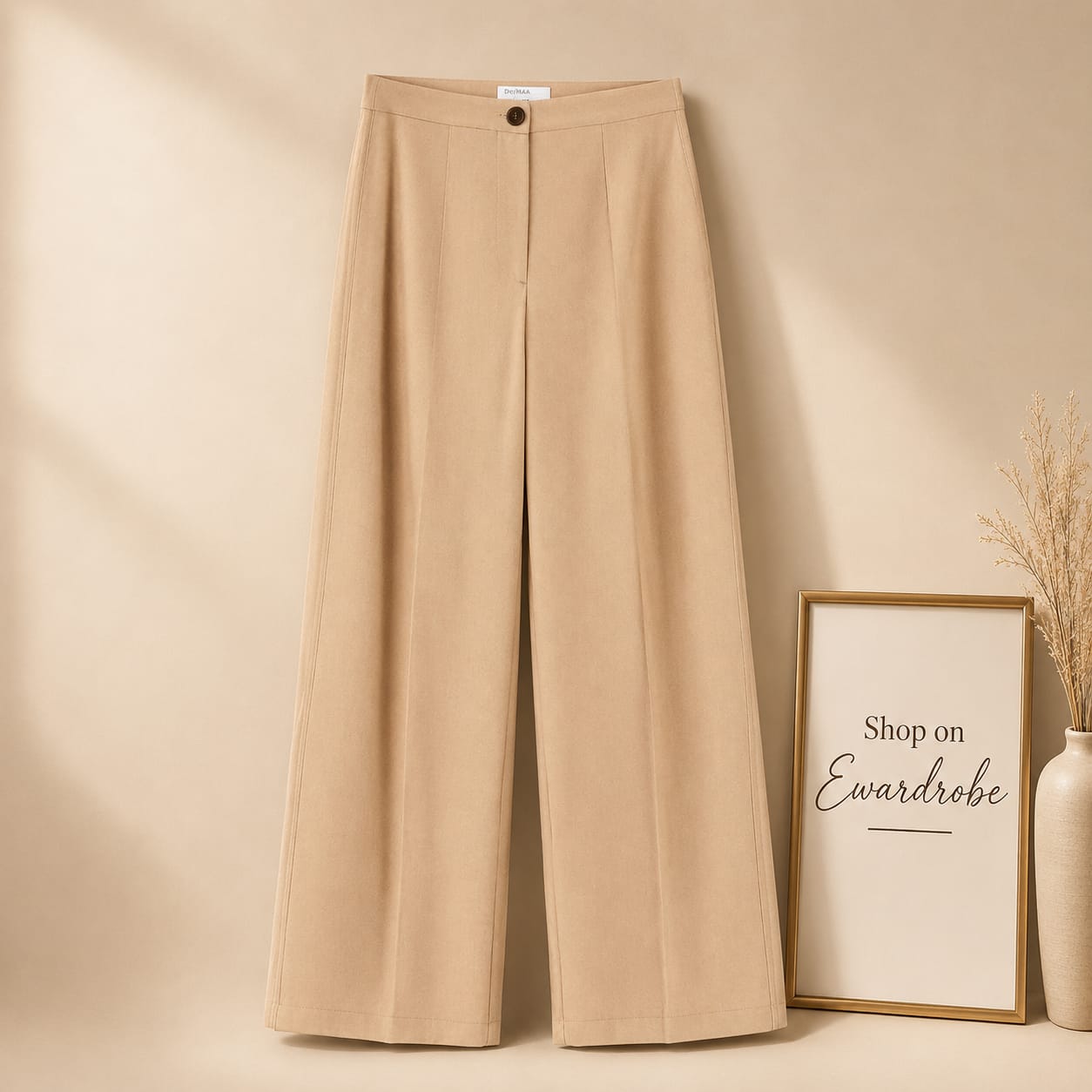 Beige Formal Pant Wide Leg