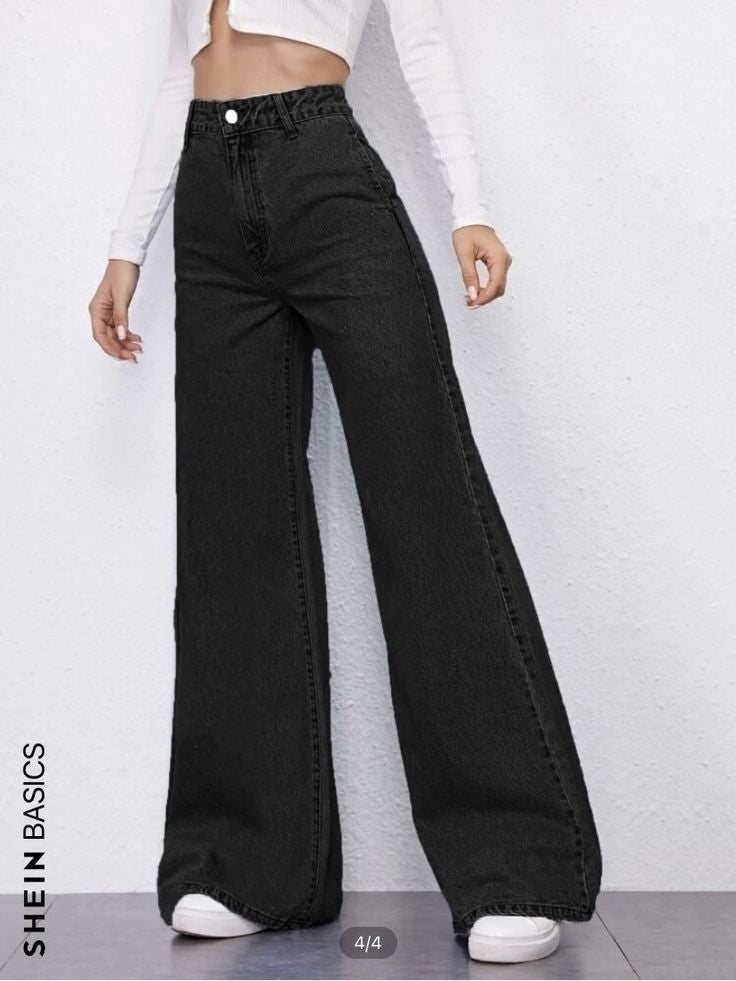 BLACK WIDE LEG JEANS – Ewardrobe