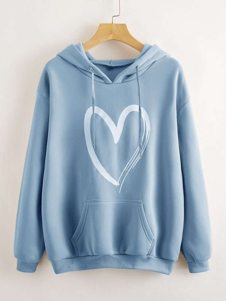 SHREDED HEART HOODIE SKY BLUE