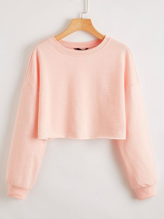 PLAIN BABY PINK CROP SWEATSHIRT