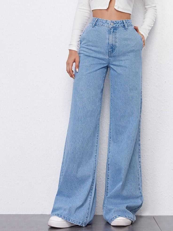 SKY BLUE WIDE LEG JEANS – Ewardrobe