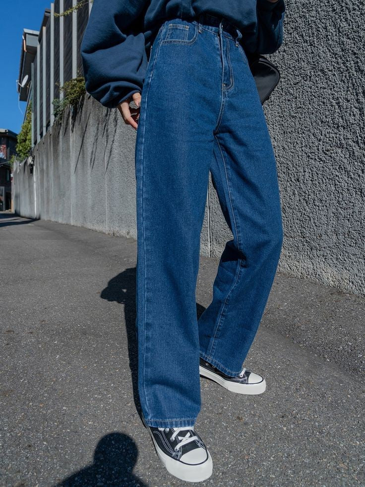 MID BLUE WIDE LEG JEANS