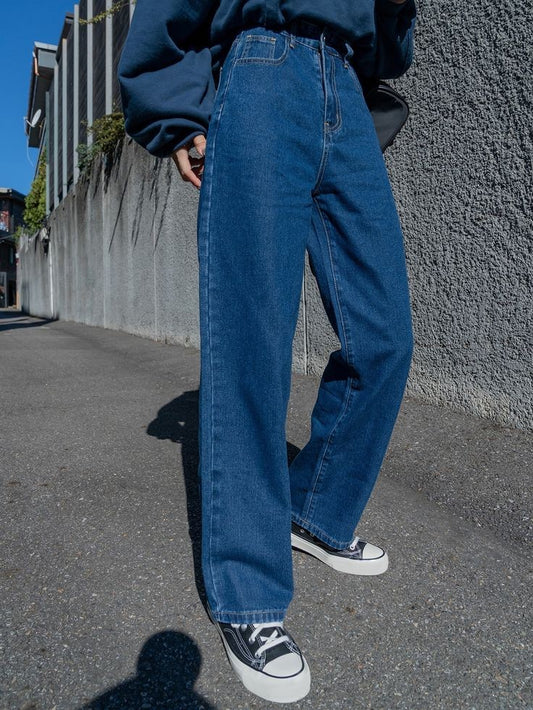 MID BLUE WIDE LEG JEANS