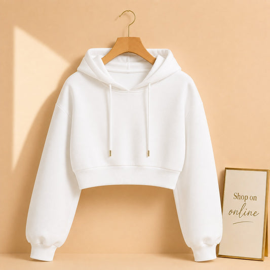 White Crop Hoodie