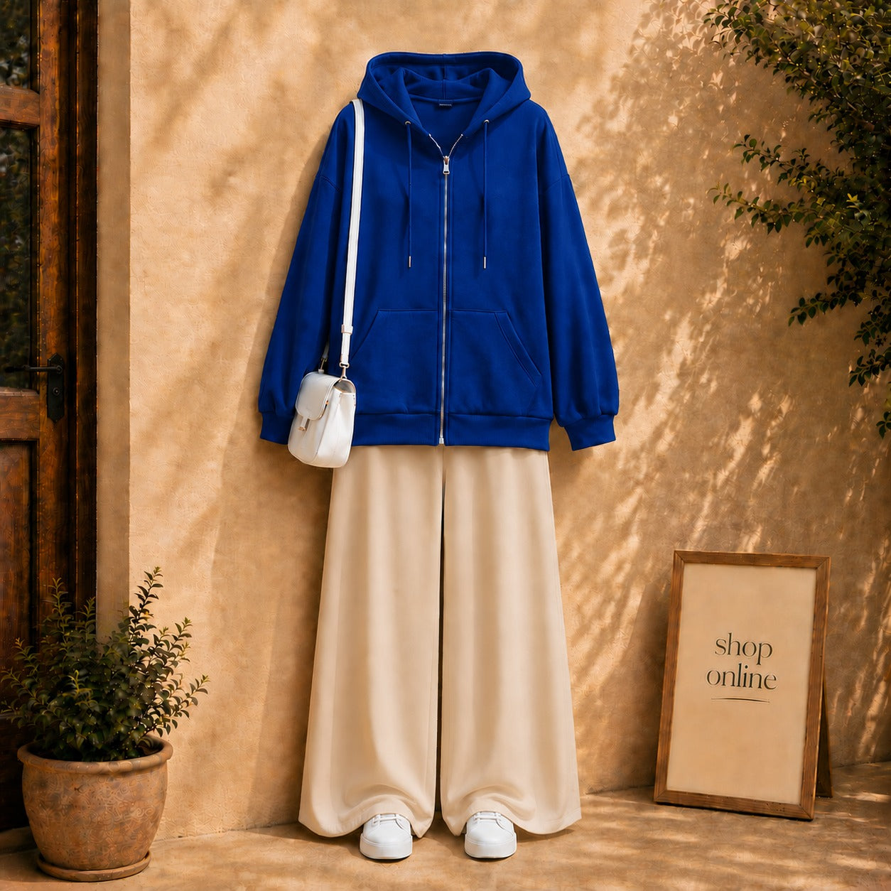 Royal Blue Zipper with Beige Flapper