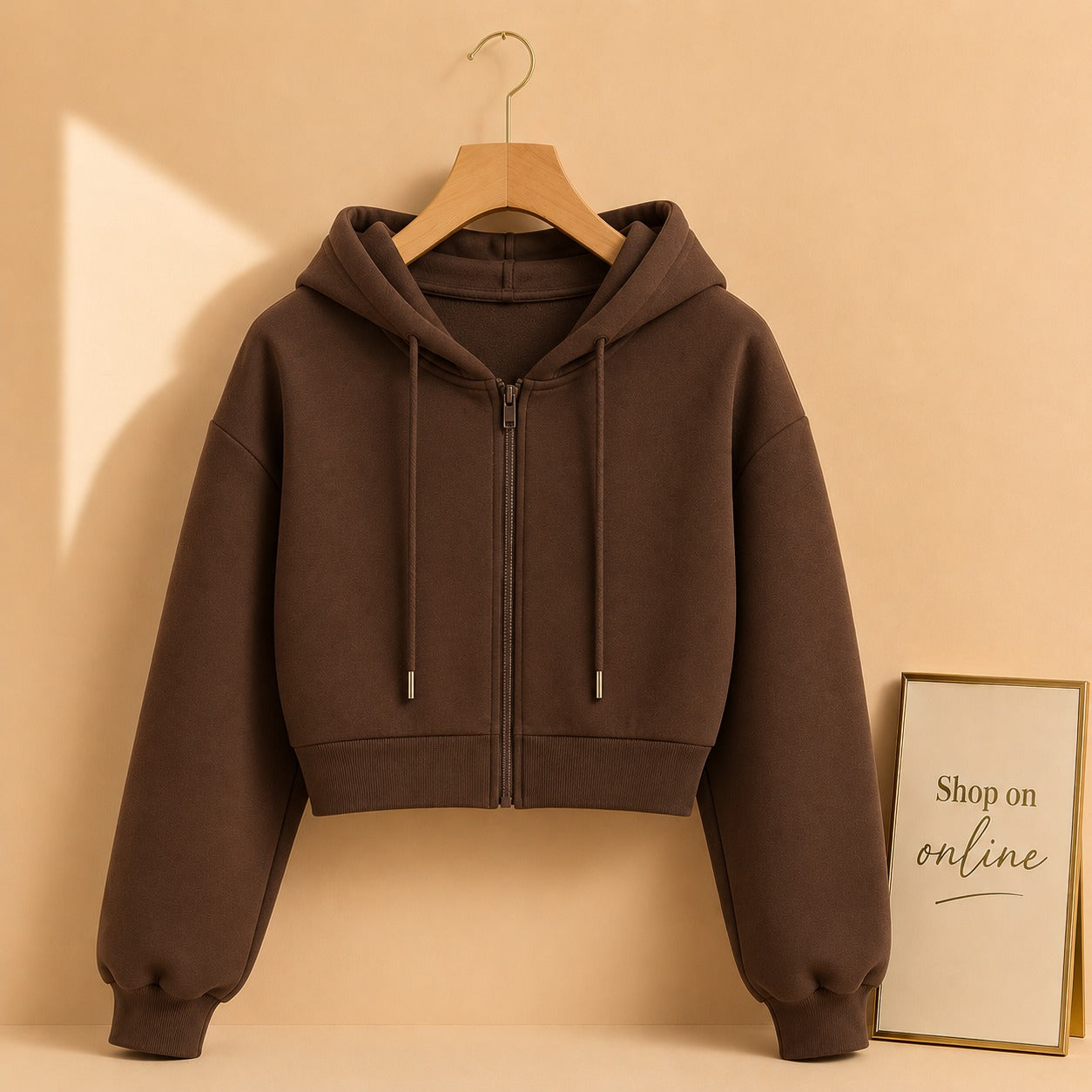 Dark Brown Zipper Crop
