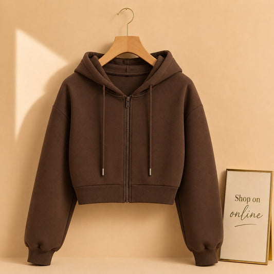 Dark Brown Zipper Crop
