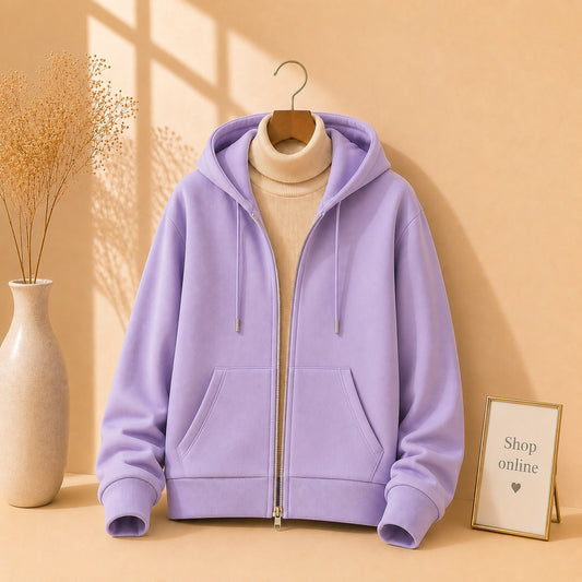 Lilac Zipper With Beige Highneck