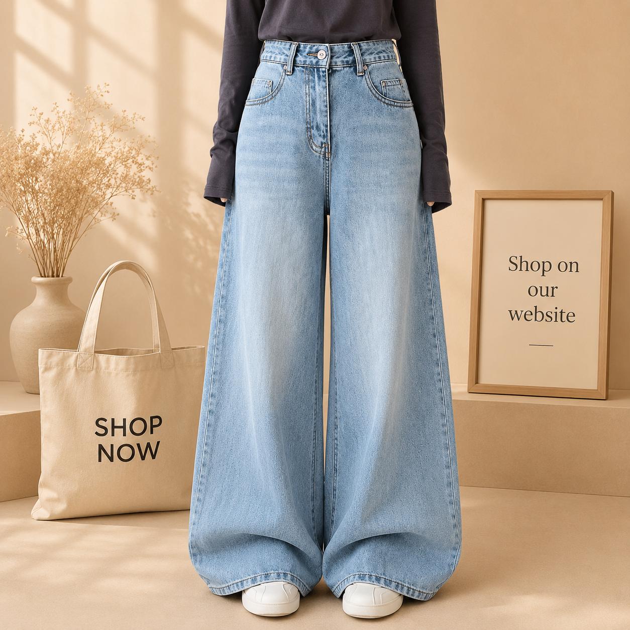 Faded ice blue jeans