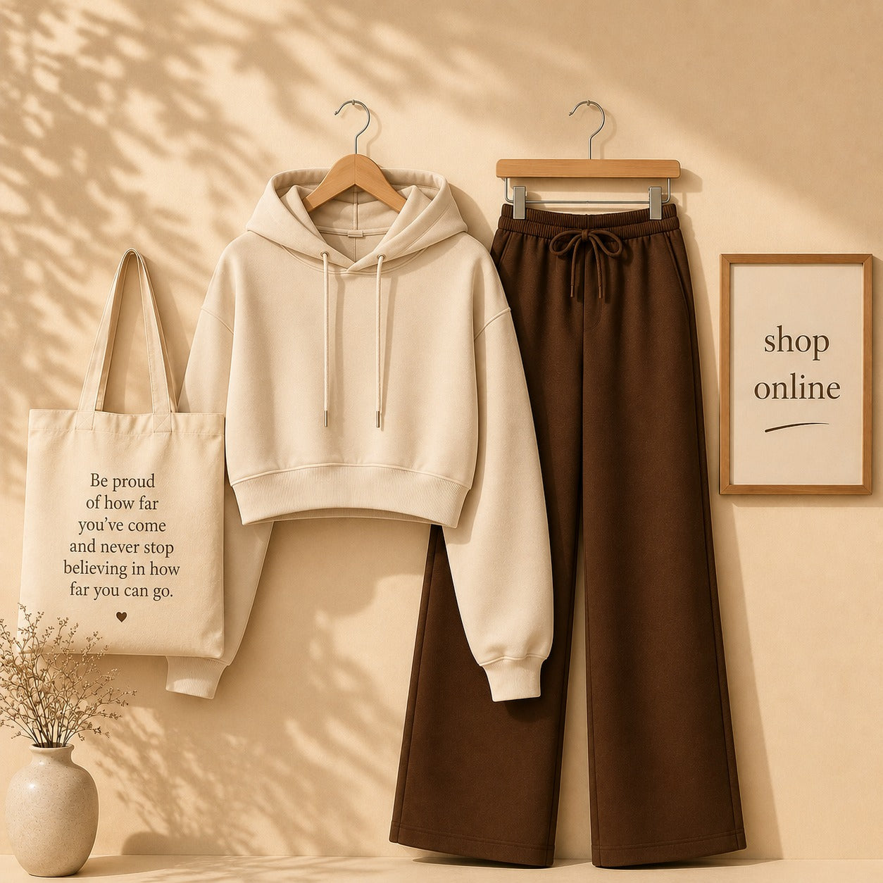 Beige Crop Hood With Brown Flapper