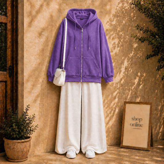 Purple Zipper with white Flapper