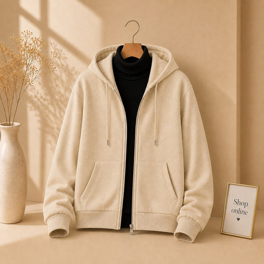 Beige Zipper With Black Highneck