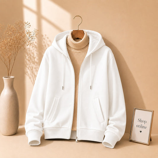 White Zipper With Beige Highneck
