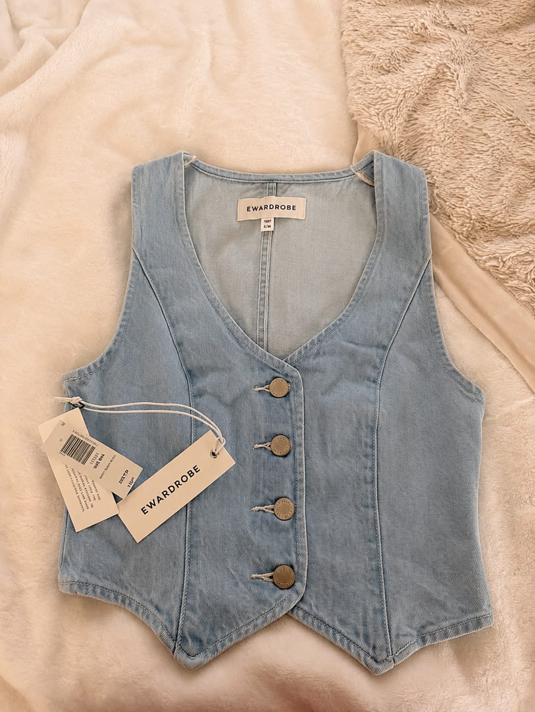 Fitted Denim Vest Ice Blue