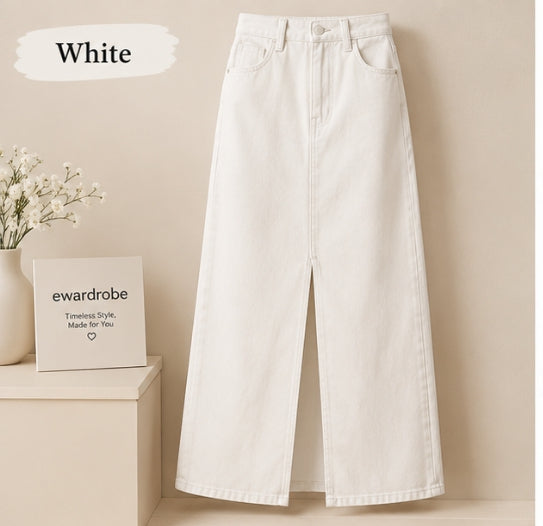White Denim Skirt
