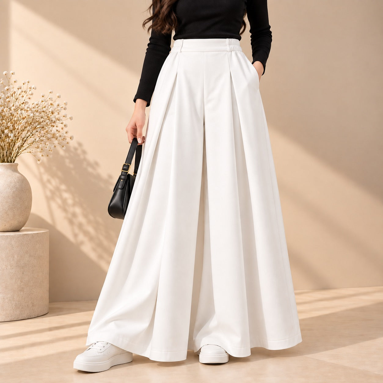White Twill Long Skirt