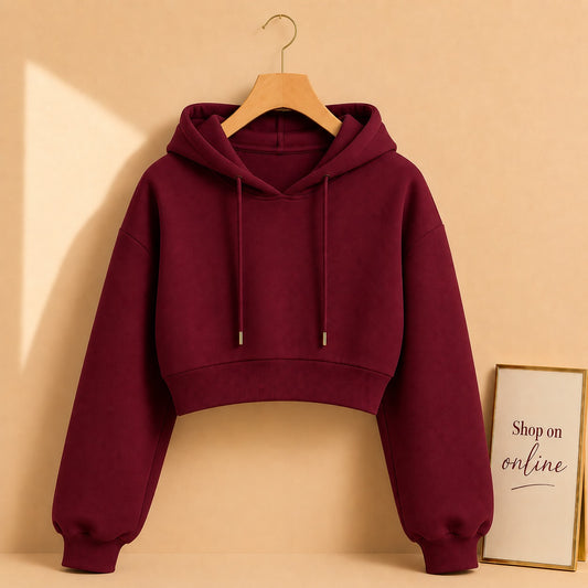 Maroon Crop Hoodie