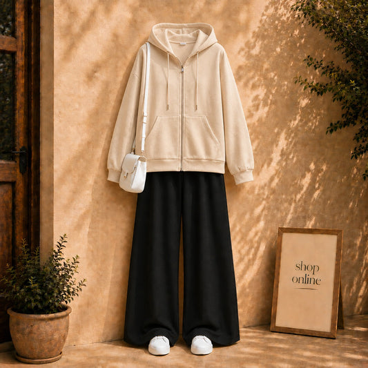 Beige Zipper with Black Flapper
