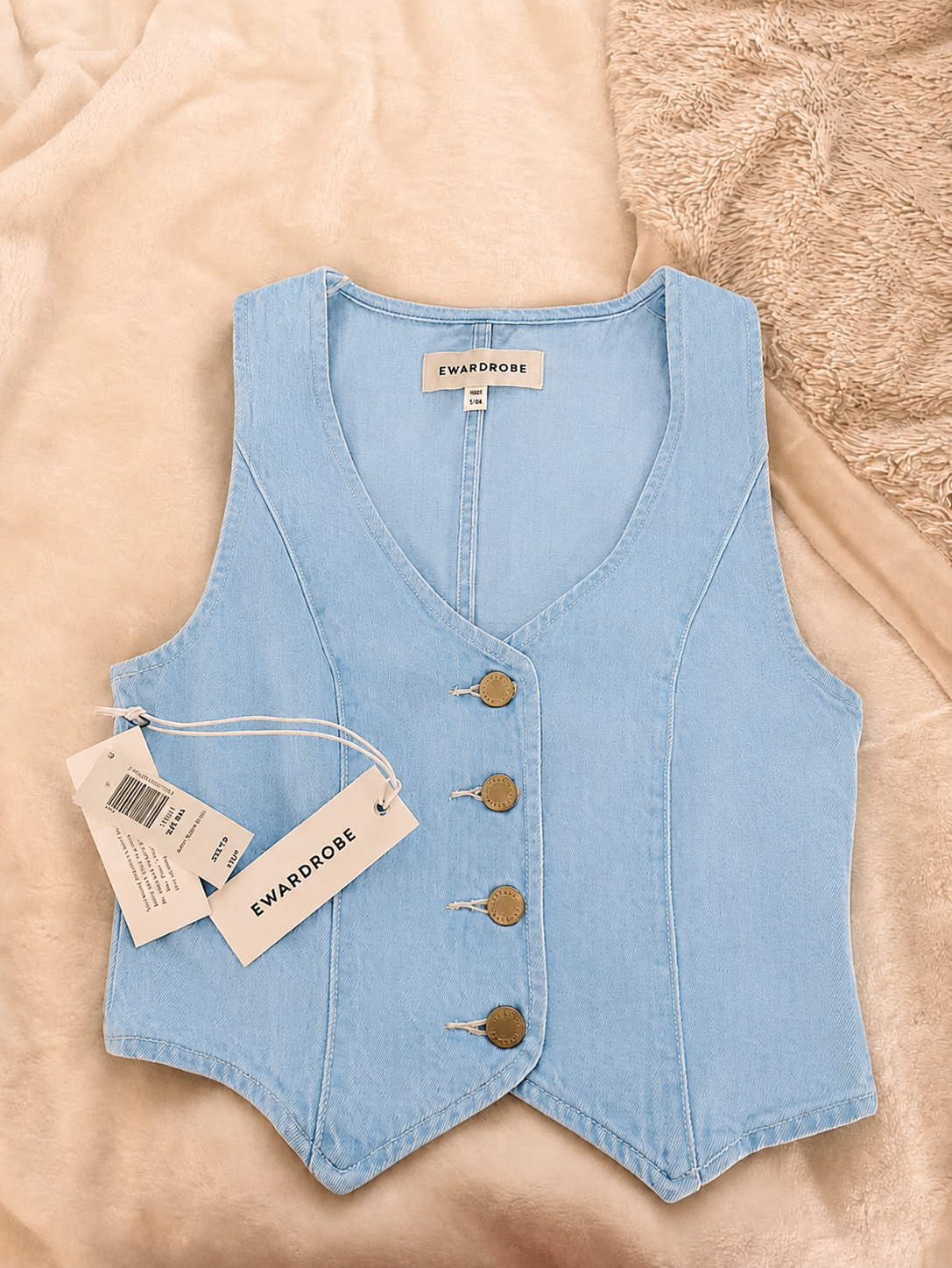 Fitted Denim Vest Sky Blue