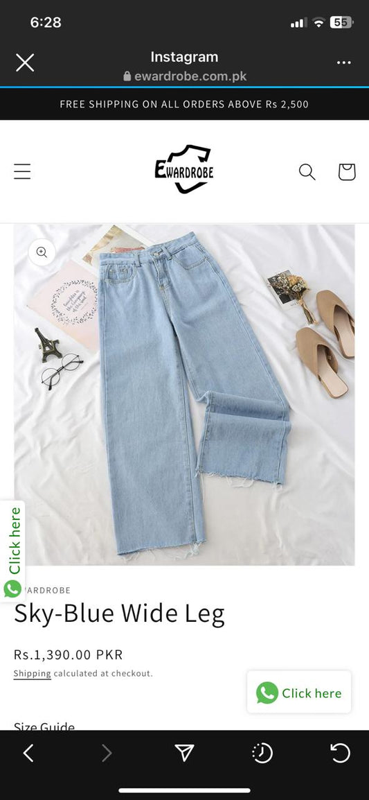 ICE BLUE WIDE LEG JEANS
