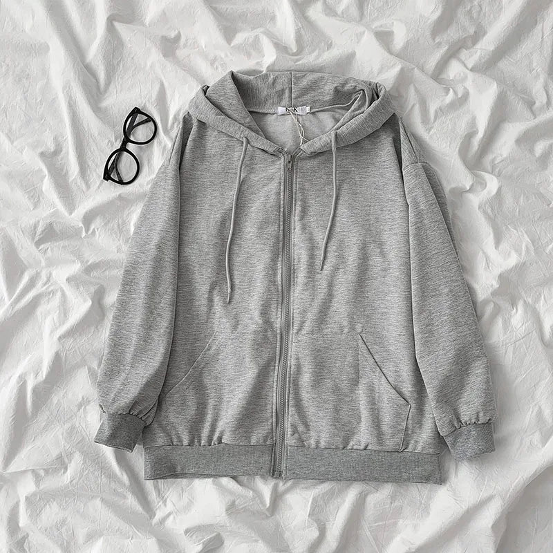 GREY ZIPPER HOODIE