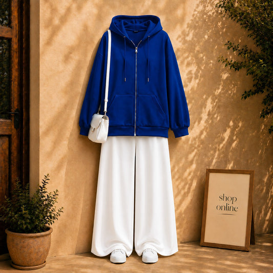 Royal blue Zipper with White Flapper