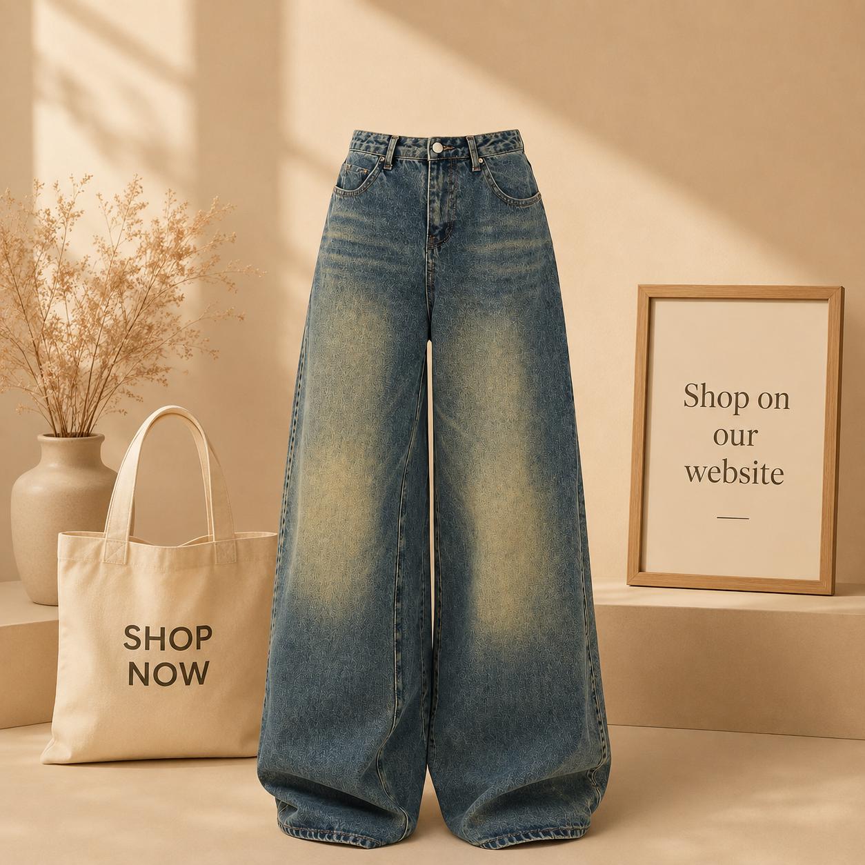 Vintage dark blue faded jeans greenish fade