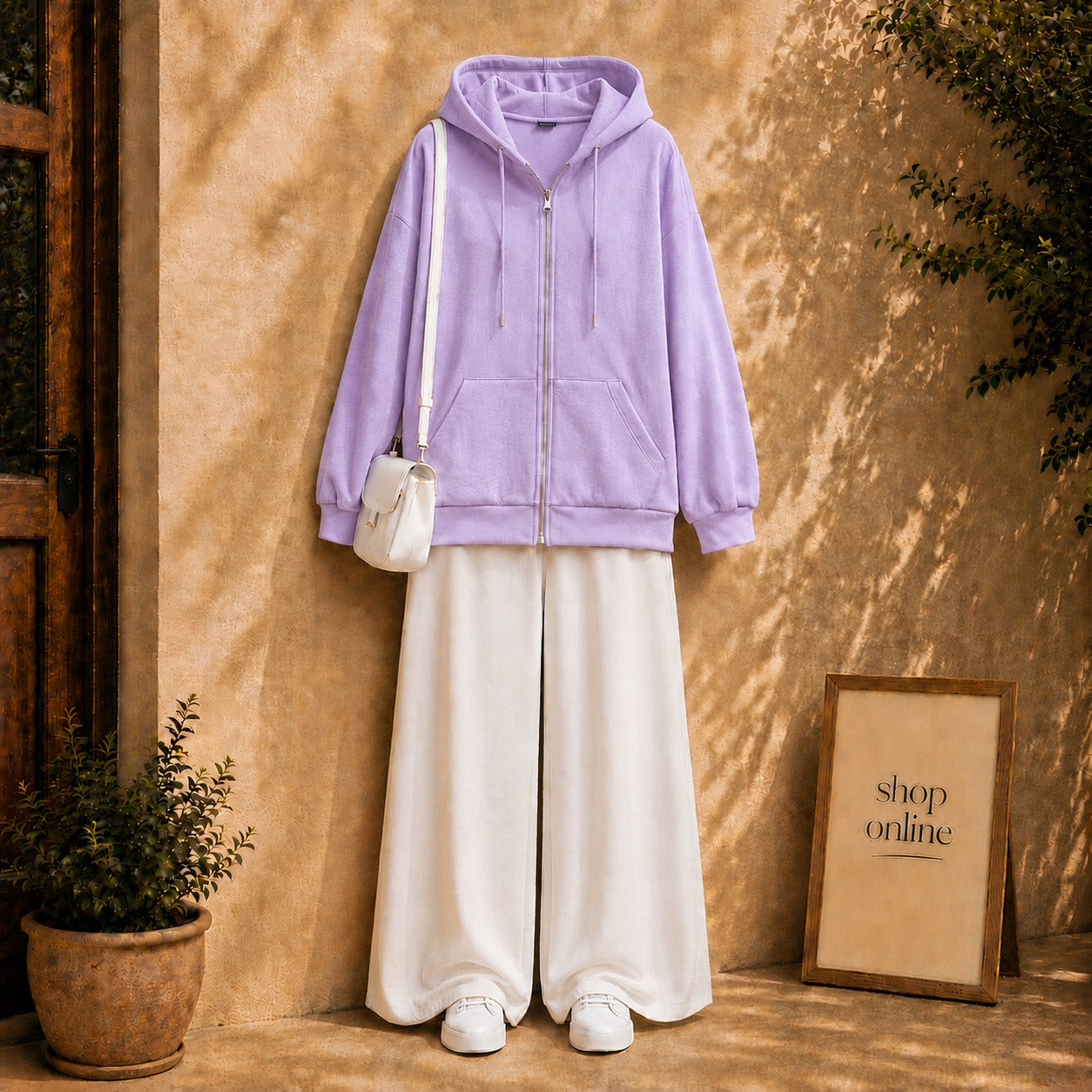 Lilac Zipper with White Flapper