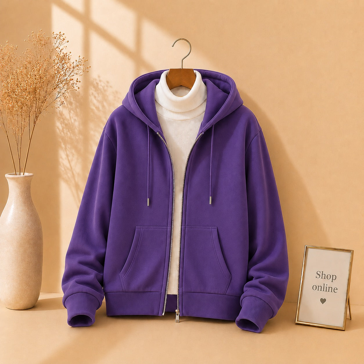 Purple Zipper With White Highneck