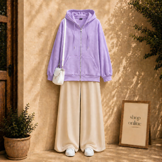 Lilac Zipper with beige Flapper