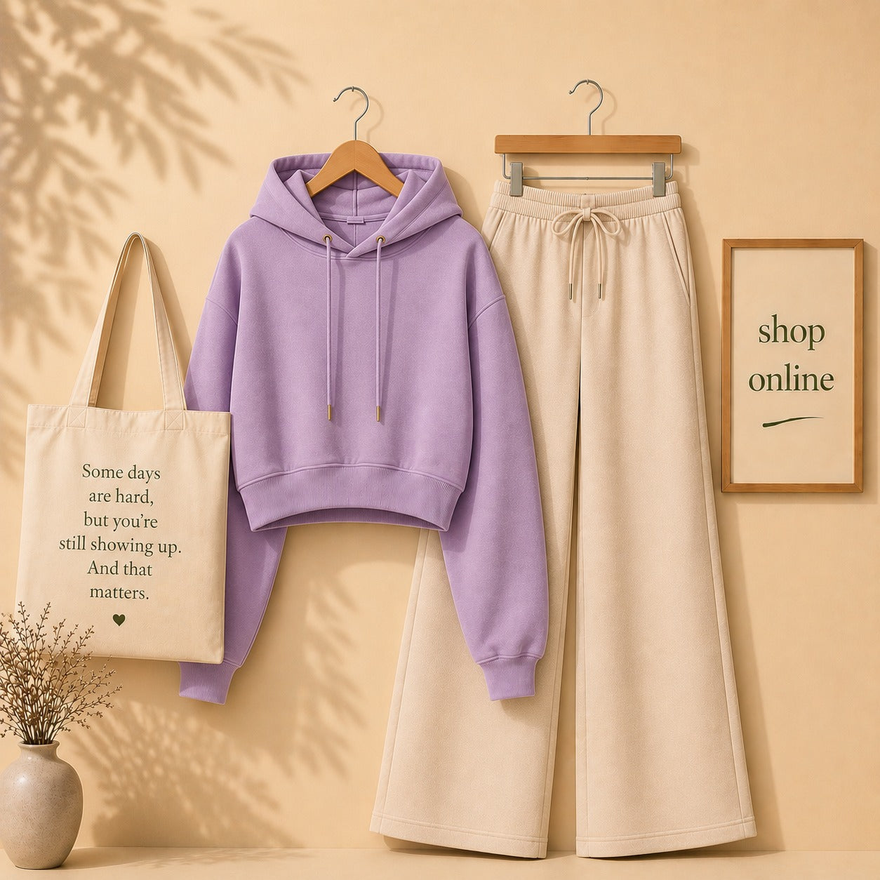 Lilac Crop Hood With Beige Flapper