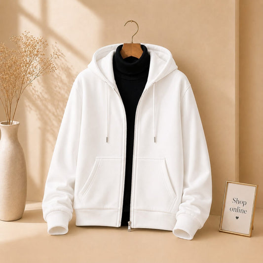 White Zipper With Black Highneck