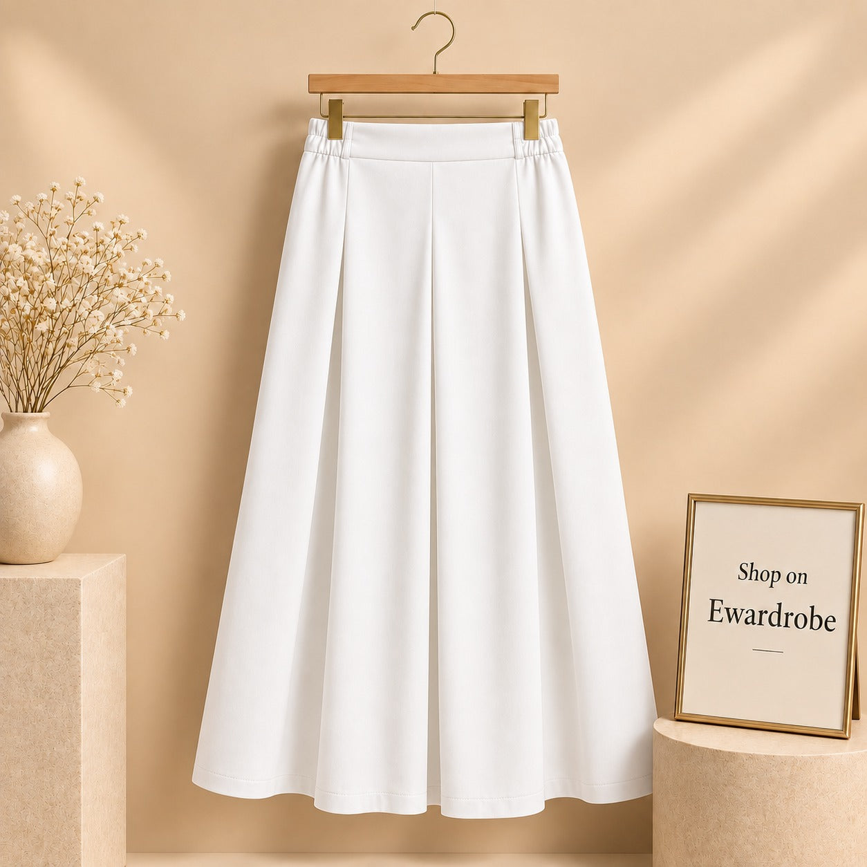 White Twill Long Skirt