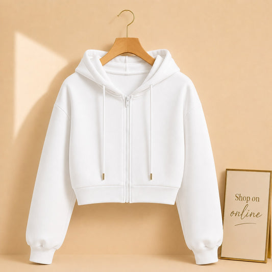 White Zipper Crop