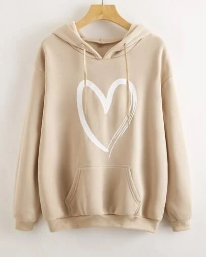 SHREDED HEART BEIGE HOODIE