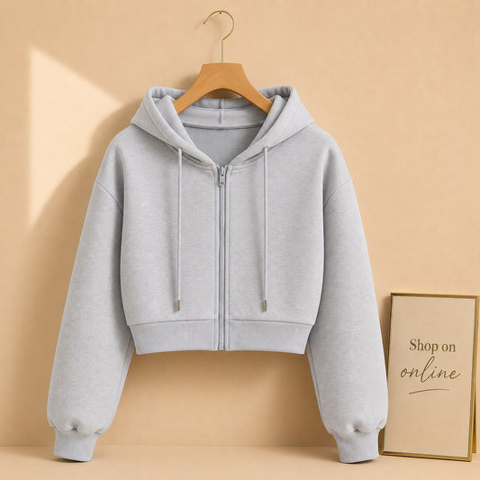 Gray Zipper Crop