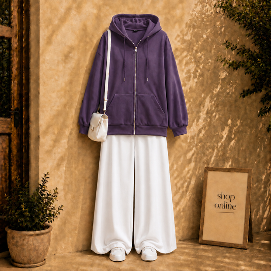 Purple Zipper with White Flapper
