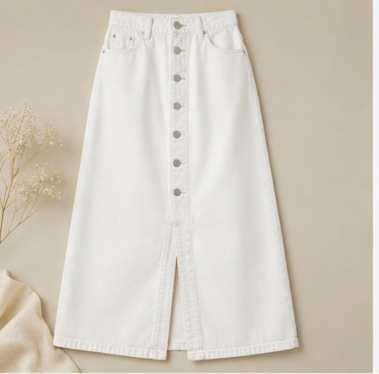 WHITE Denim Skirt