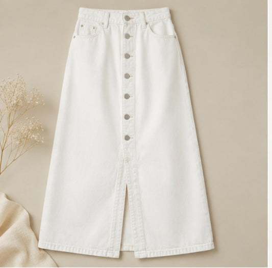 WHITE Denim Skirt