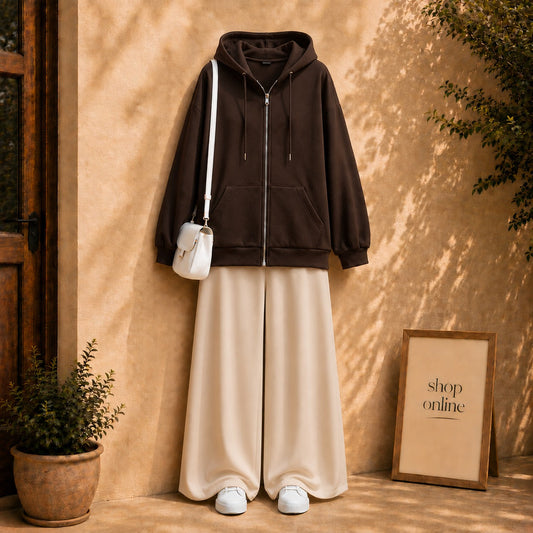 Dark Brown Zipper with Beige Flapper