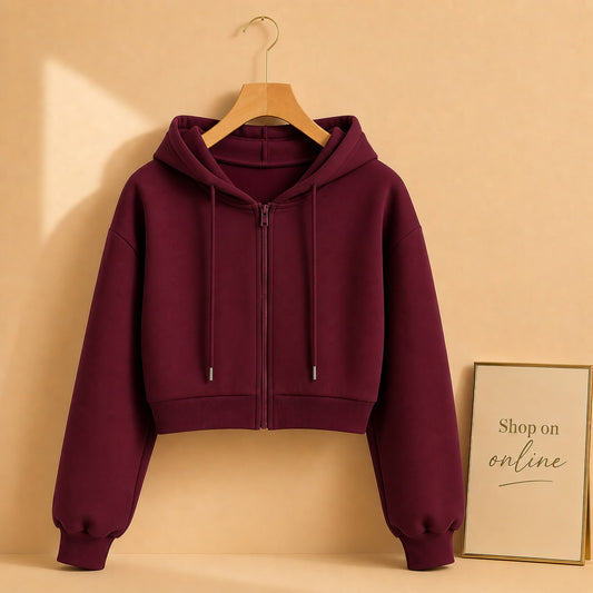 Maroon Zipper Crop