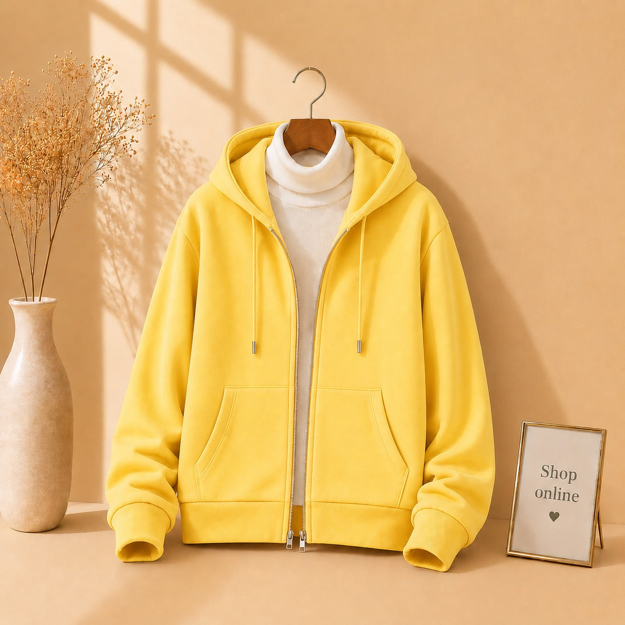 Yellow Zipper With White Highneck