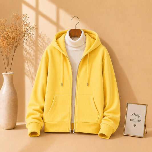 Yellow Zipper With White Highneck
