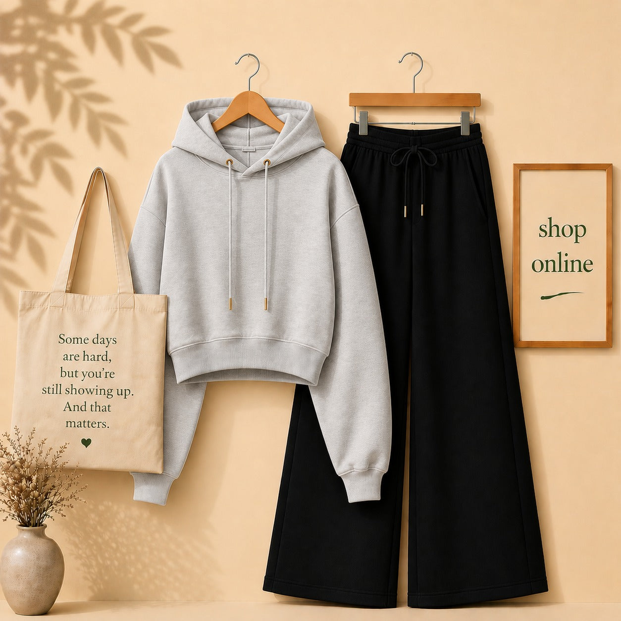 GRAY CROP HOOD WITH BLACK FLAPPER
