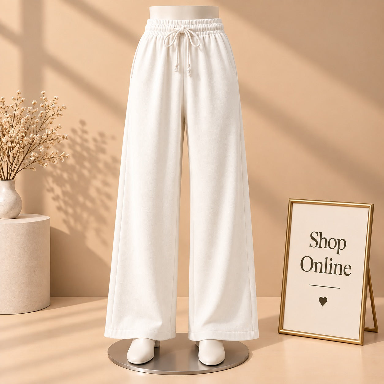 Plain White Flapper Trouser